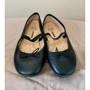 Wonder Nation Black Ballet Flats Toddler Girls Size 1 Mary Jane Strap Bow